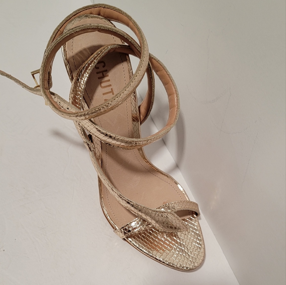 Schutz Women's courtney high metalic sn platina sandals size 9.5B.  New - Picture 8 of 12